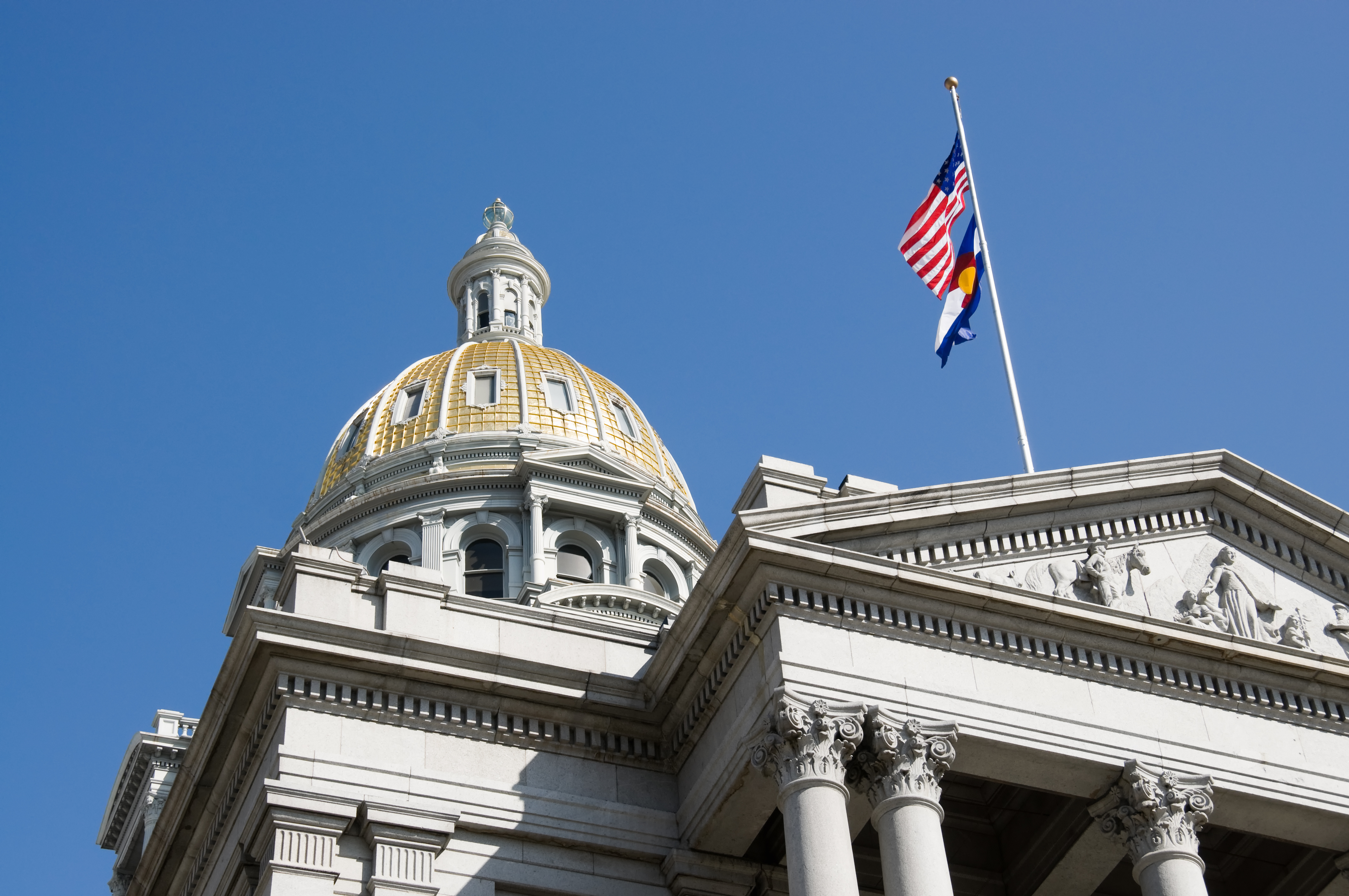 Close up view of Denver Capitol building