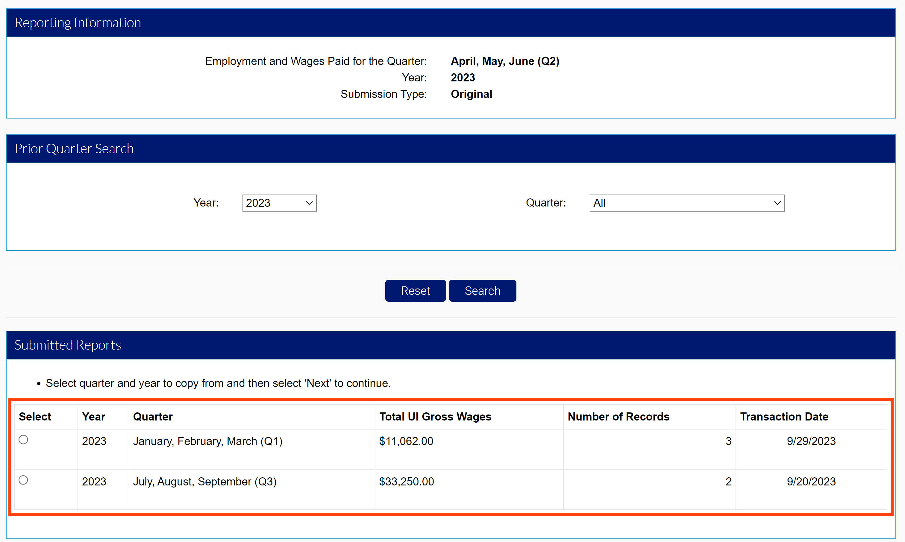 Highlighted Submitted Reports module.